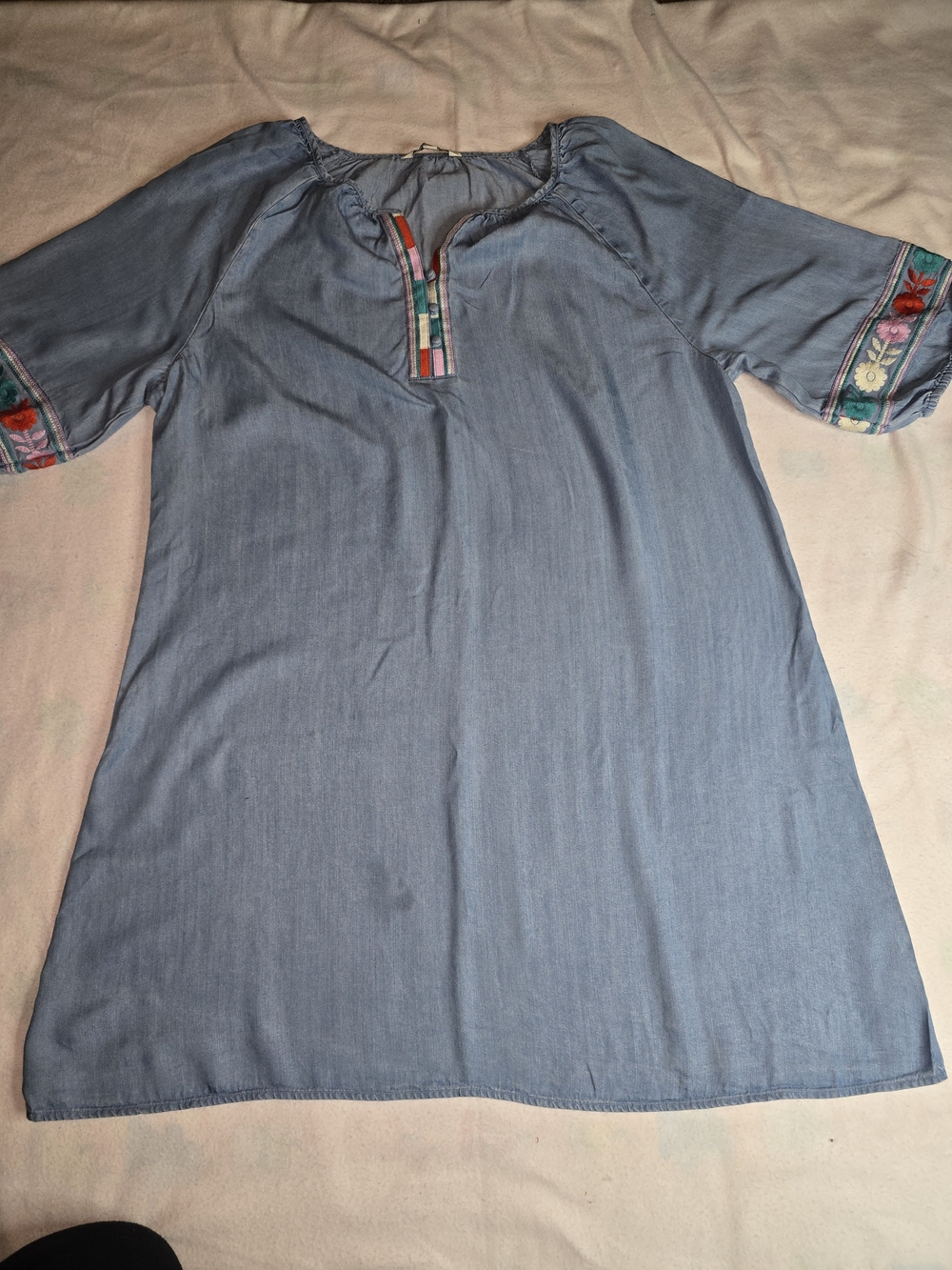 The Pioneer Woman Light Blue Embroidered Chambray Tunic Dress - Picture 2 of 7